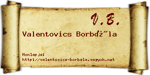 Valentovics Borbála névjegykártya
